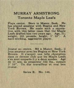 1937-38 O-Pee-Chee (V304E) #146 Murray Armstrong Back