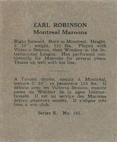 1937-38 O-Pee-Chee (V304E) #165 Earl Robinson Back