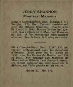 1937-38 O-Pee-Chee (V304E) #179 Gerry Shannon Back