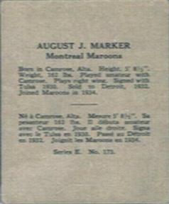 1937-38 O-Pee-Chee (V304E) #173 Gus Marker Back