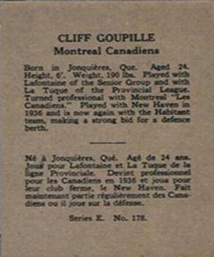 1937-38 O-Pee-Chee (V304E) #178 Cliff Goupille Back