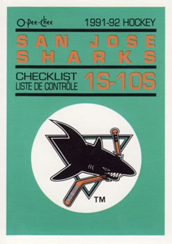 1991-92 O-Pee-Chee - Sharks & Russians Inserts #10S San Jose Sharks Checklist Front