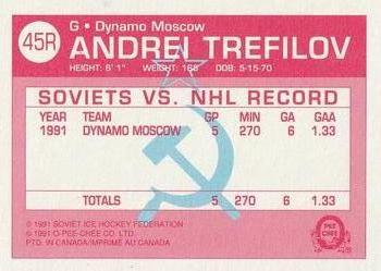 1991-92 O-Pee-Chee - Sharks & Russians Inserts #45R Andrei Trefilov Back