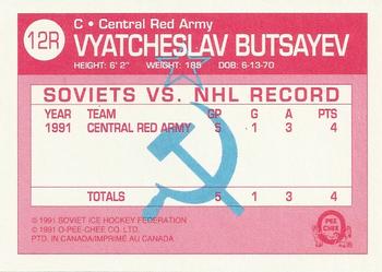 1991-92 O-Pee-Chee - Sharks & Russians Inserts #12R Vyacheslav Butsayev Back