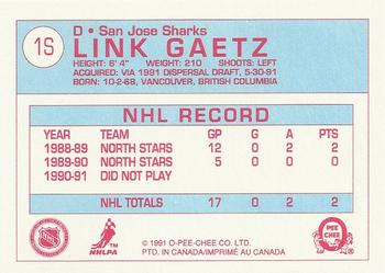 1991-92 O-Pee-Chee - Sharks & Russians Inserts #1S Link Gaetz Back