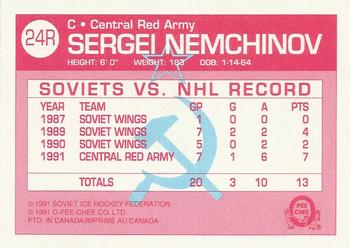 1991-92 O-Pee-Chee - Sharks & Russians Inserts #24R Sergei Nemchinov Back
