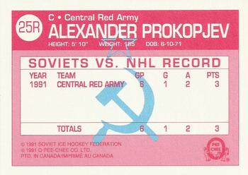 1991-92 O-Pee-Chee - Sharks & Russians Inserts #25R Alexander Prokopjev Back
