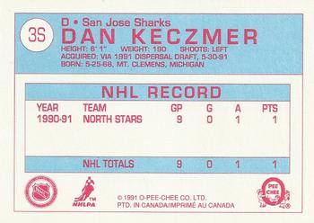 1991-92 O-Pee-Chee - Sharks & Russians Inserts #3S Dan Keczmer Back