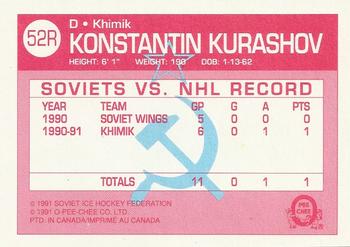 1991-92 O-Pee-Chee - Sharks & Russians Inserts #52R Konstantin Kurashov Back