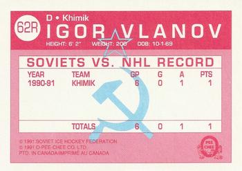 1991-92 O-Pee-Chee - Sharks & Russians Inserts #62R Igor Vlanov Back