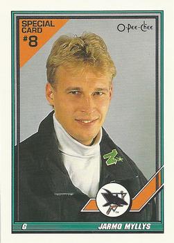 1991-92 O-Pee-Chee - Sharks & Russians Inserts #8S Jarmo Myllys Front
