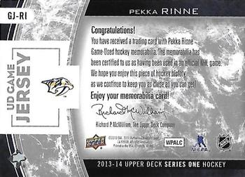 2013-14 Upper Deck - UD Game Jerseys #GJ-RI Pekka Rinne Back