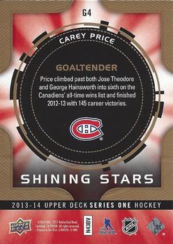 2013-14 Upper Deck - Shining Stars Goalies #G4 Carey Price Back