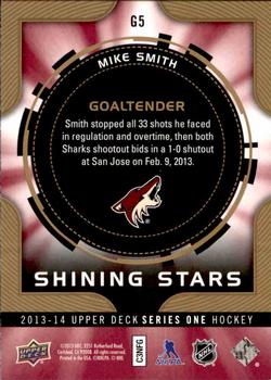 2013-14 Upper Deck - Shining Stars Goalies #G5 Mike Smith Back