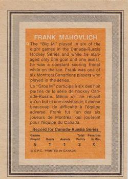 1972-73 O-Pee-Chee - Team Canada #NNO Frank Mahovlich Back