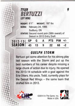 2013-14 In The Game Heroes and Prospects #9 Tyler Bertuzzi Back