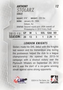 2013-14 In The Game Heroes and Prospects #12 Anthony Stolarz Back
