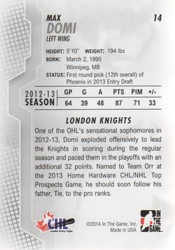 2013-14 In The Game Heroes and Prospects #14 Max Domi Back