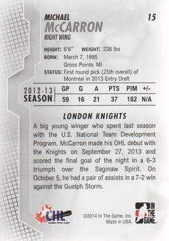 2013-14 In The Game Heroes and Prospects #15 Michael McCarron Back