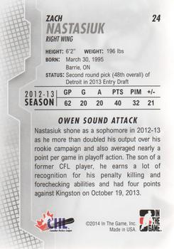2013-14 In The Game Heroes and Prospects #24 Zach Nastasiuk Back