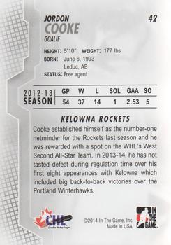 2013-14 In The Game Heroes and Prospects #42 Jordon Cooke Back