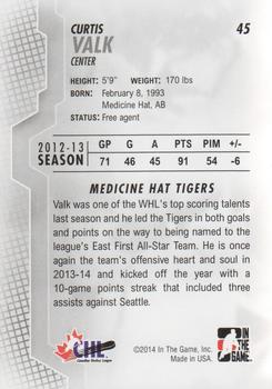 2013-14 In The Game Heroes and Prospects #45 Curtis Valk Back
