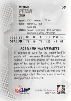 2013-14 In The Game Heroes and Prospects #50 Nicolas Petan Back