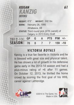 2013-14 In The Game Heroes and Prospects #61 Keegan Kanzig Back