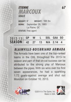 2013-14 In The Game Heroes and Prospects #67 Etienne Marcoux Back
