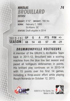 2013-14 In The Game Heroes and Prospects #74 Nikolas Brouillard Back