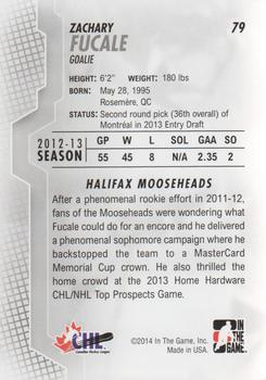 2013-14 In The Game Heroes and Prospects #79 Zachary Fucale Back