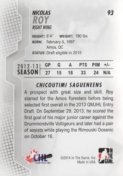 2013-14 In The Game Heroes and Prospects #93 Nicolas Roy Back