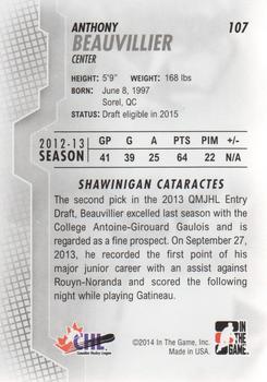 2013-14 In The Game Heroes and Prospects #107 Anthony Beauvillier Back