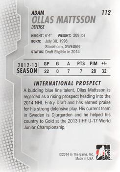 2013-14 In The Game Heroes and Prospects #112 Adam Ollas Mattsson Back