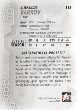 2013-14 In The Game Heroes and Prospects #118 Aleksander Barkov Back