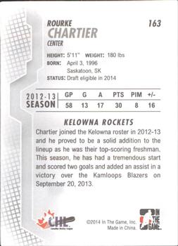 2013-14 In The Game Heroes and Prospects #163 Rourke Chartier Back