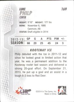 2013-14 In The Game Heroes and Prospects #169 Luke Philp Back
