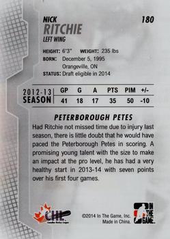 2013-14 In The Game Heroes and Prospects #180 Nick Ritchie Back