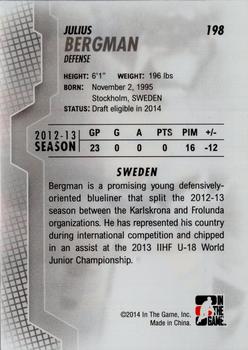 2013-14 In The Game Heroes and Prospects #198 Julius Bergman Back