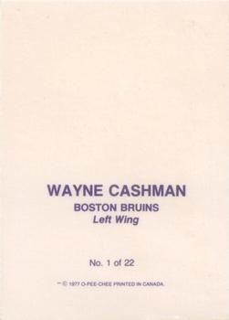 1977-78 O-Pee-Chee - Glossy Inserts (Square Corners) #1 Wayne Cashman Back