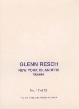 1977-78 O-Pee-Chee - Glossy Inserts (Square Corners) #17 Glenn Resch Back