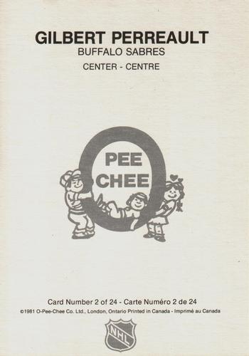 1980-81 O-Pee-Chee Super #2 Gilbert Perreault Back