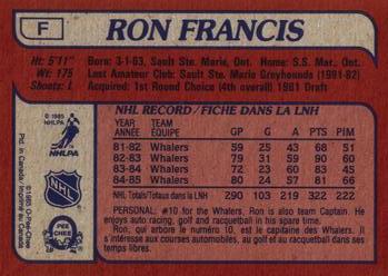 1985-86 O-Pee-Chee - Box Bottoms #F Ron Francis Back