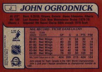 1985-86 O-Pee-Chee - Box Bottoms #J John Ogrodnick Back