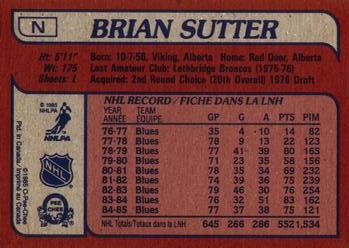1985-86 O-Pee-Chee - Box Bottoms #N Brian Sutter Back