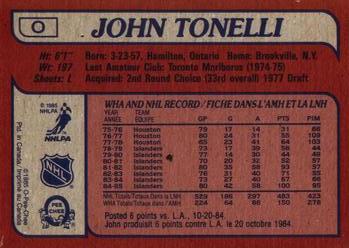 1985-86 O-Pee-Chee - Box Bottoms #O John Tonelli Back