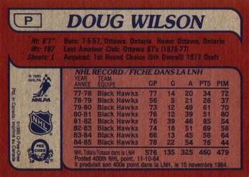 1985-86 O-Pee-Chee - Box Bottoms #P Doug Wilson Back