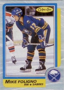 1986-87 O-Pee-Chee - Box Bottoms #D Mike Foligno Front
