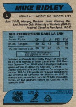1986-87 O-Pee-Chee - Box Bottoms #L Mike Ridley Back