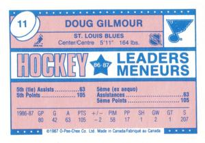 1987-88 O-Pee-Chee Minis #11 Doug Gilmour Back